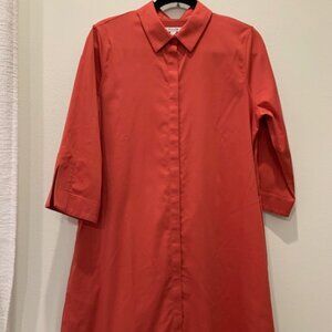 Chico's Size 1 Rich Coral Trapeze Shirt Dress